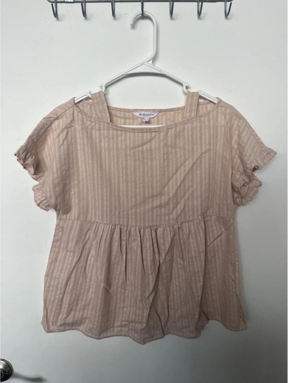 Bcbg generation 100% cotton babydoll cold shoulder top size xs coquette boho